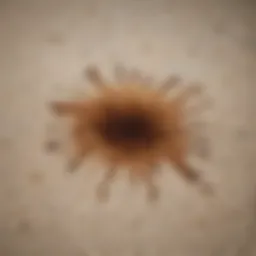 A close-up of a rug with a fresh coffee stain