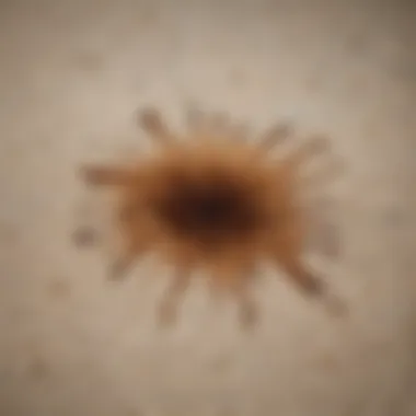 A close-up of a rug with a fresh coffee stain