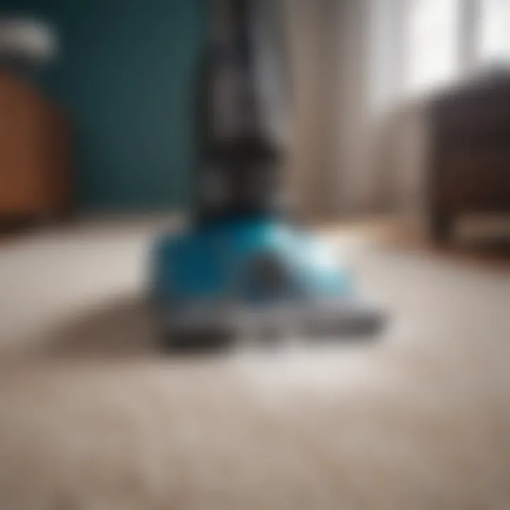 Professional steam cleaning equipment on carpet