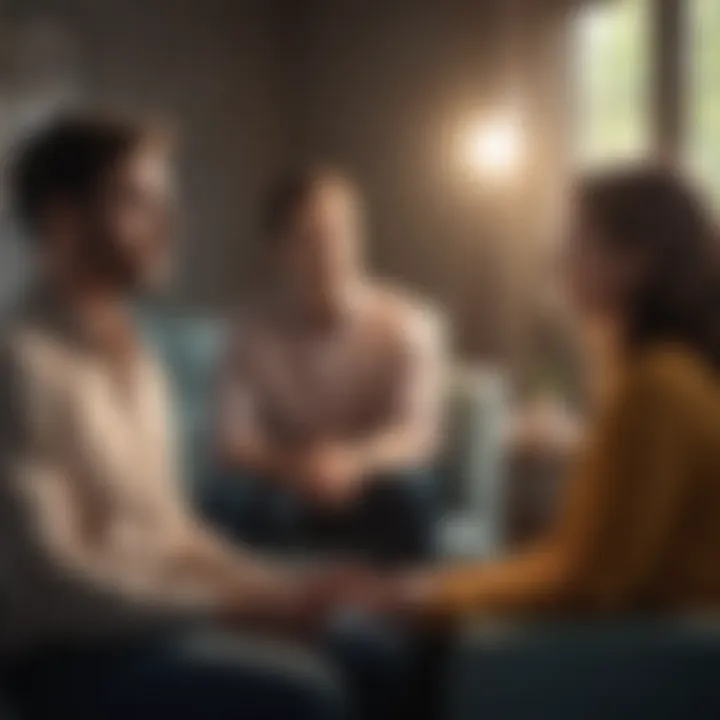 Illustration showcasing a psychologist facilitating a couples therapy session