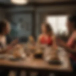An intimate gathering showcasing the cast's dynamic interactions.
