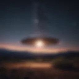 An artistic representation of a UFO in the night sky