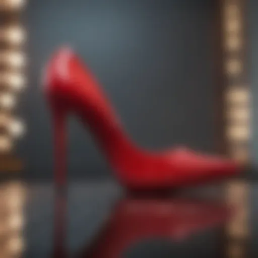 Luxury red bottom stilettos on display