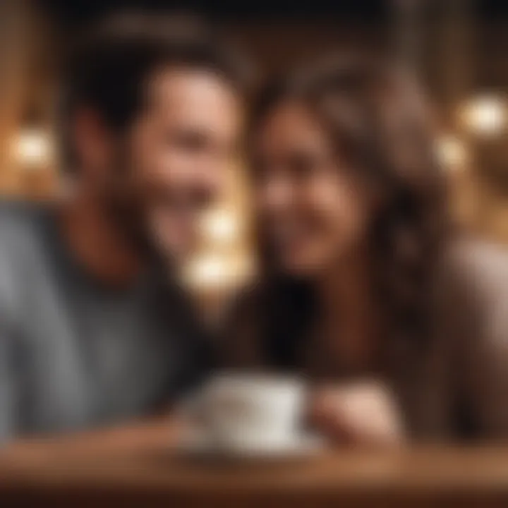 Couple sharing a laugh over coffee