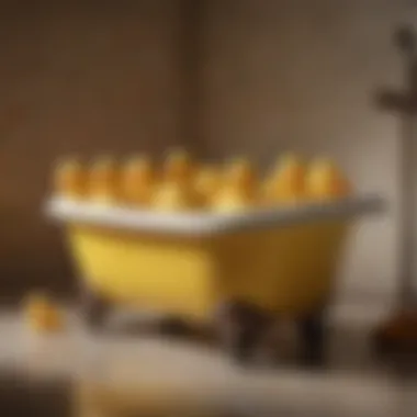 Rubber duckies in a vintage clawfoot tub