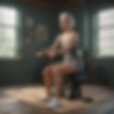 Seated Knee Lift Exercise Senior performing the seated knee lift exercise