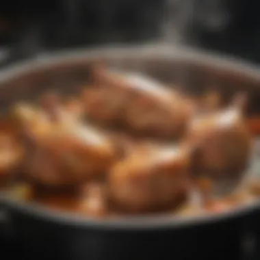 Close-up of Steam Rising from Simmering Chicken Stock