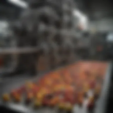 Intricate machinery used in the production of Skittles candies