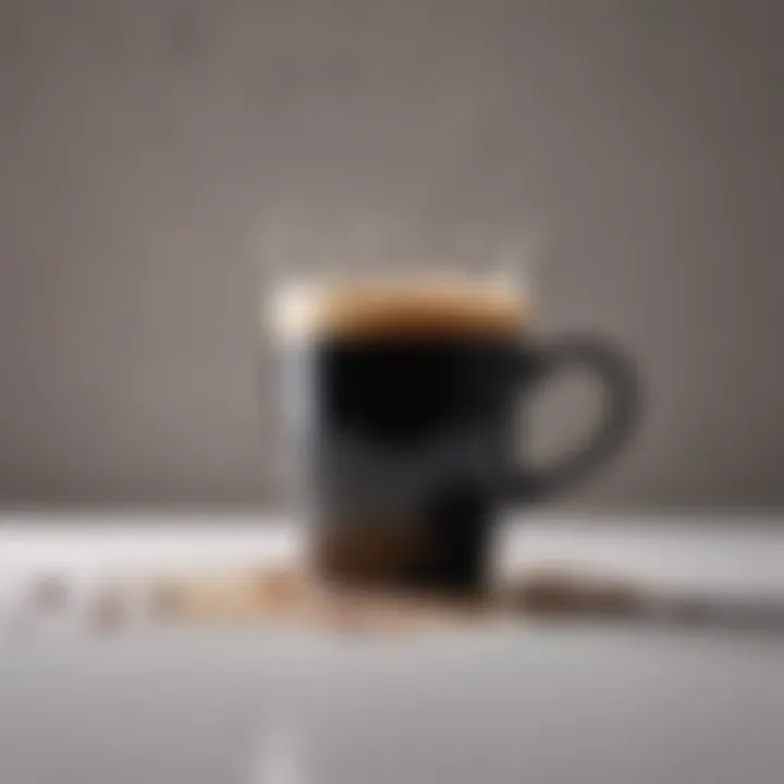 Black coffee with a splash of milk in a minimalist cup