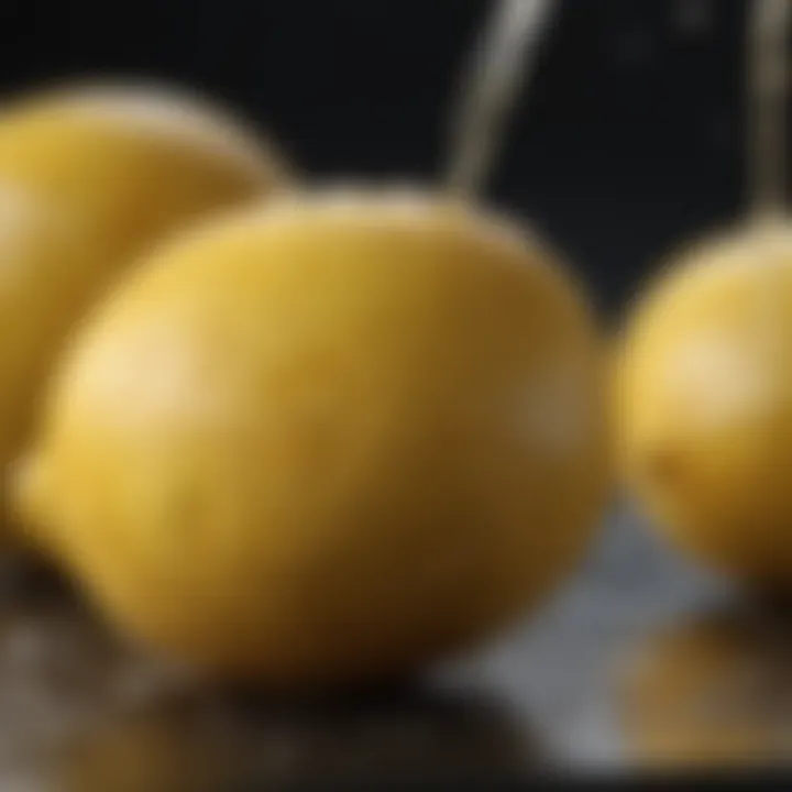 Close-up of a lemon being squeezed