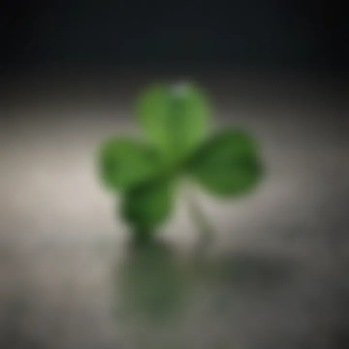 Green clover leaf on textured background