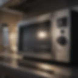 Close-up of a microwave interior showcasing greasy buildup