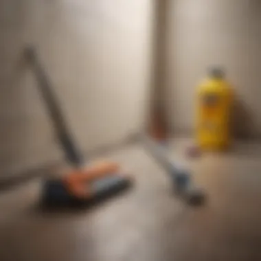 An array of traditional grout cleaning tools displayed