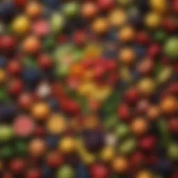 Colorful selection of fruits and vegetables rich in nutrients