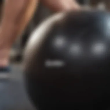 Close-up of stability ball used for hamstring curls to improve knee stability