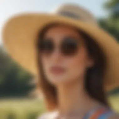 Stylish straw hat and sunglasses