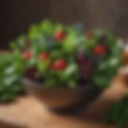 A vibrant bowl of leafy greens known for their blood pressure-lowering properties.