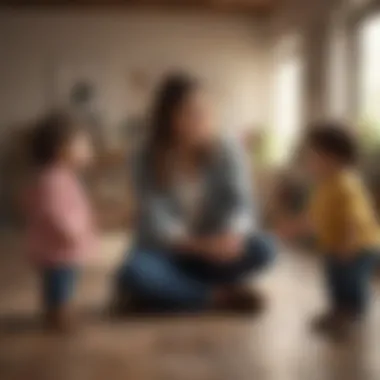 Educator guiding preschoolers in a kindness activity