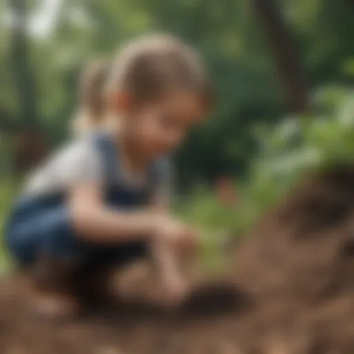 Preschooler planting seeds of kindness