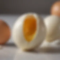 Close-up of a perfectly peeled boiled egg showcasing its smooth surface