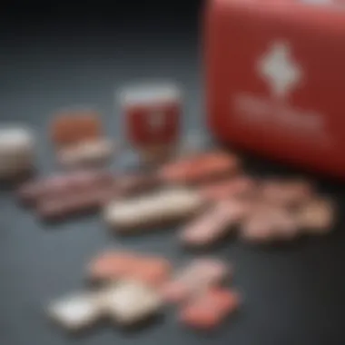 Contemporary First Aid Essentials Dark-colored bandaids displayed in a modern first aid kit
