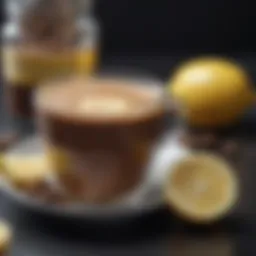 A vibrant cup of instant coffee with a lemon wedge alongside it, symbolizing a refreshing weight loss beverage.