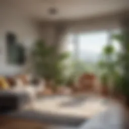 A serene living room adorned with vibrant house plants