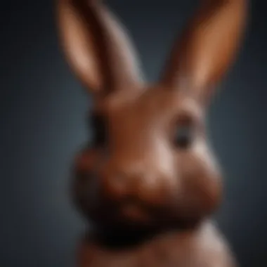Craftsmanship in Chocolate Design An intricate close-up of the chocolate bunny's details