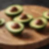 Fresh Avocado Slices on Wooden Board