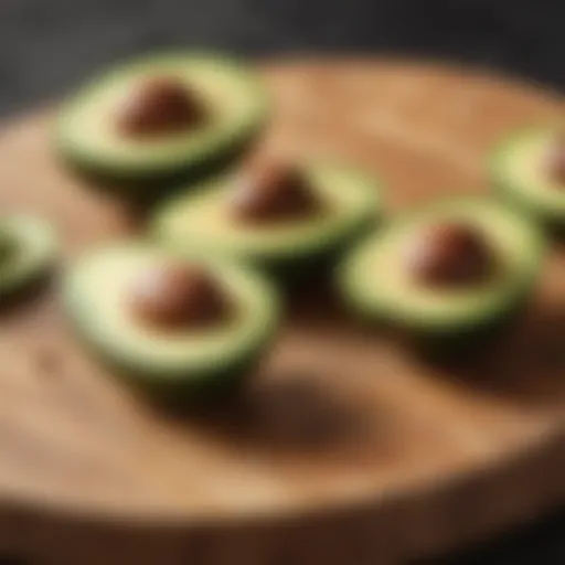 Fresh Avocado Slices on Wooden Board