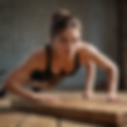 Athletic woman performing plank variation exercise