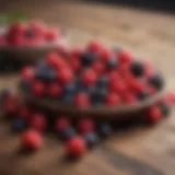 Colorful berries on a wooden table