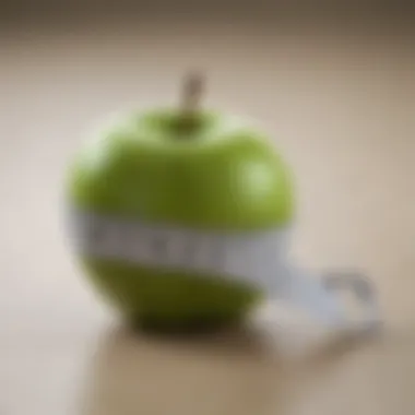 Green apples and measuring tape