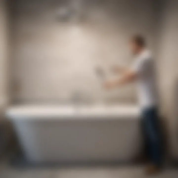 Professional reglazing application process on a bathtub