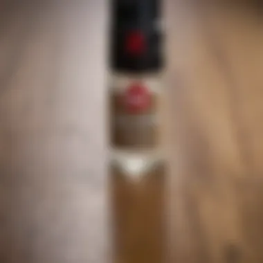 Close-up of vinegar being applied with a spray bottle on hardwood floor