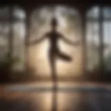 Mystical silhouette performing yoga