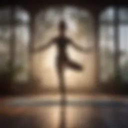 Mystical silhouette performing yoga