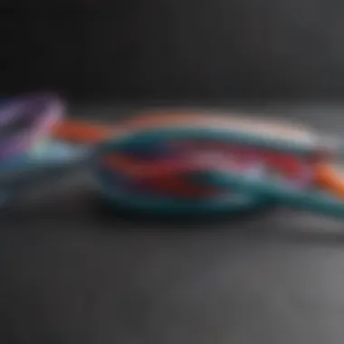 Close-up of resistance band demonstrating elasticity