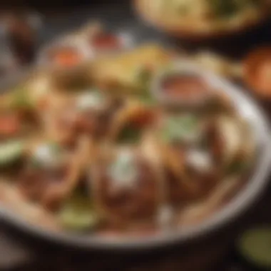 Vibrant Platter of Birria Tacos A vibrant platter of birria tacos with rich consommé