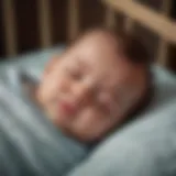 Close-up of an infant sleeping peacefully in a crib.