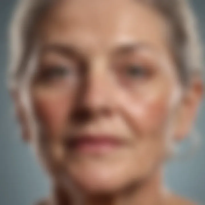 Illustration of skin layers affected by sun damage in elderly individuals