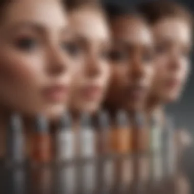 A selection of various night serums arranged artistically to showcase diversity