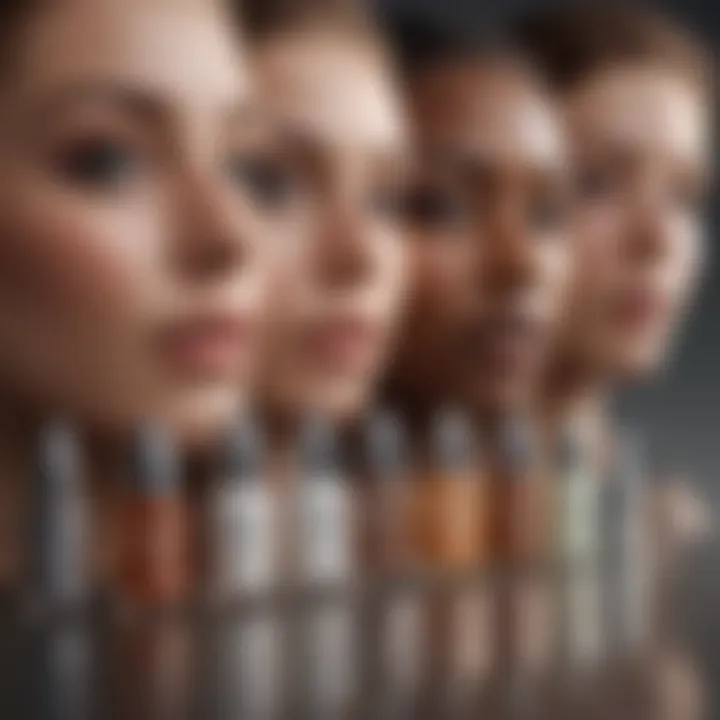 A selection of various night serums arranged artistically to showcase diversity