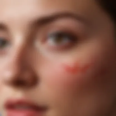 Detailed Examination of Facial Red Patches Close-up view of red patches on facial skin