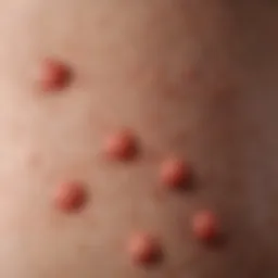 Close-up of red itchy bumps on skin