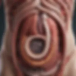 Gastric anatomy illustration showing the stomach and its components.