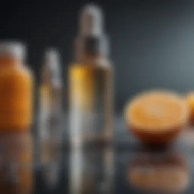 Close-up of active ingredients found in serums, such as Vitamin C and Hyaluronic Acid