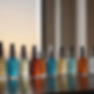 Various serums displayed in elegant glass containers