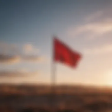 Illustration of a red flag waving in the wind as a warning sign