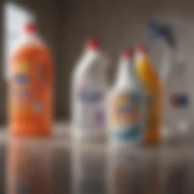 Comparison of Bleach and Other Cleaning Agents Bottles of bleach and common household cleaners